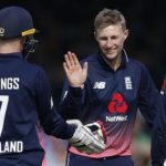 Man of the Match Joe Root celebrating his wicket