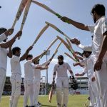 Pakistan players paying tribute to their legend skipper Misbah ul Haq