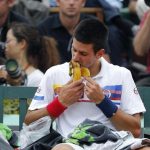 A perfect snack during a match is a banana, which will keep blood sugar levels steady